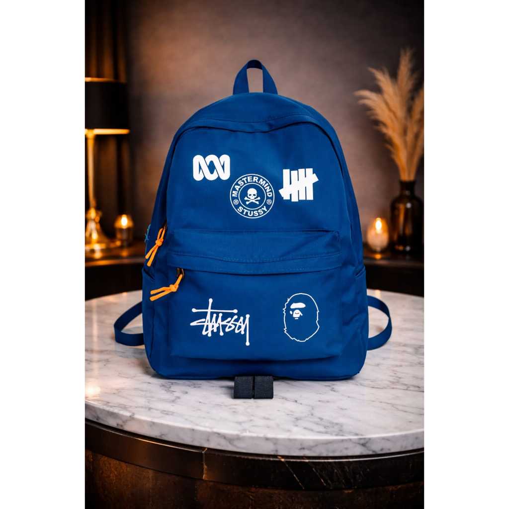 Tas Ransel Cowok Pelajar Sekolah SD SMP SMA Motif Bintang Black Metal Backpack Fashion Anak