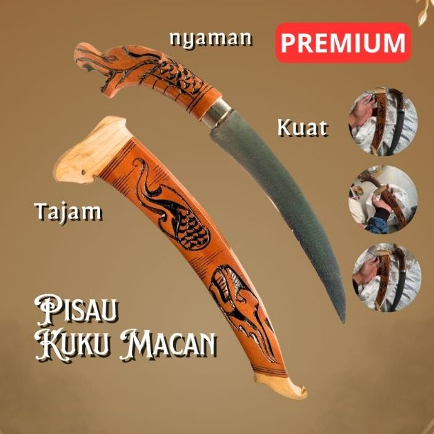 TERLARIS Pisau Kuku Macan Ukir Naga Premium Aseli CIwidey 40Cm