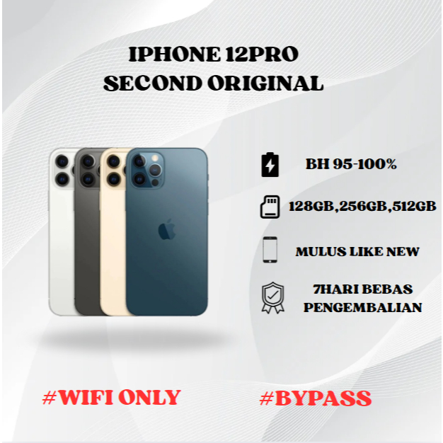 IPHONE 12 PRO WIFI ONLY 128GB/256GB/512GB Bekas Second Original Mulus Fullset Game/Live/Merekam Vide