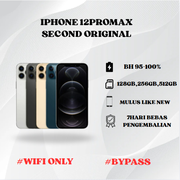 IPHONE 12 PRO MAX WIFI ONLY 128GB/256GB/512GB Bekas Second Original Mulus Fullset Game/Live/Merekam 