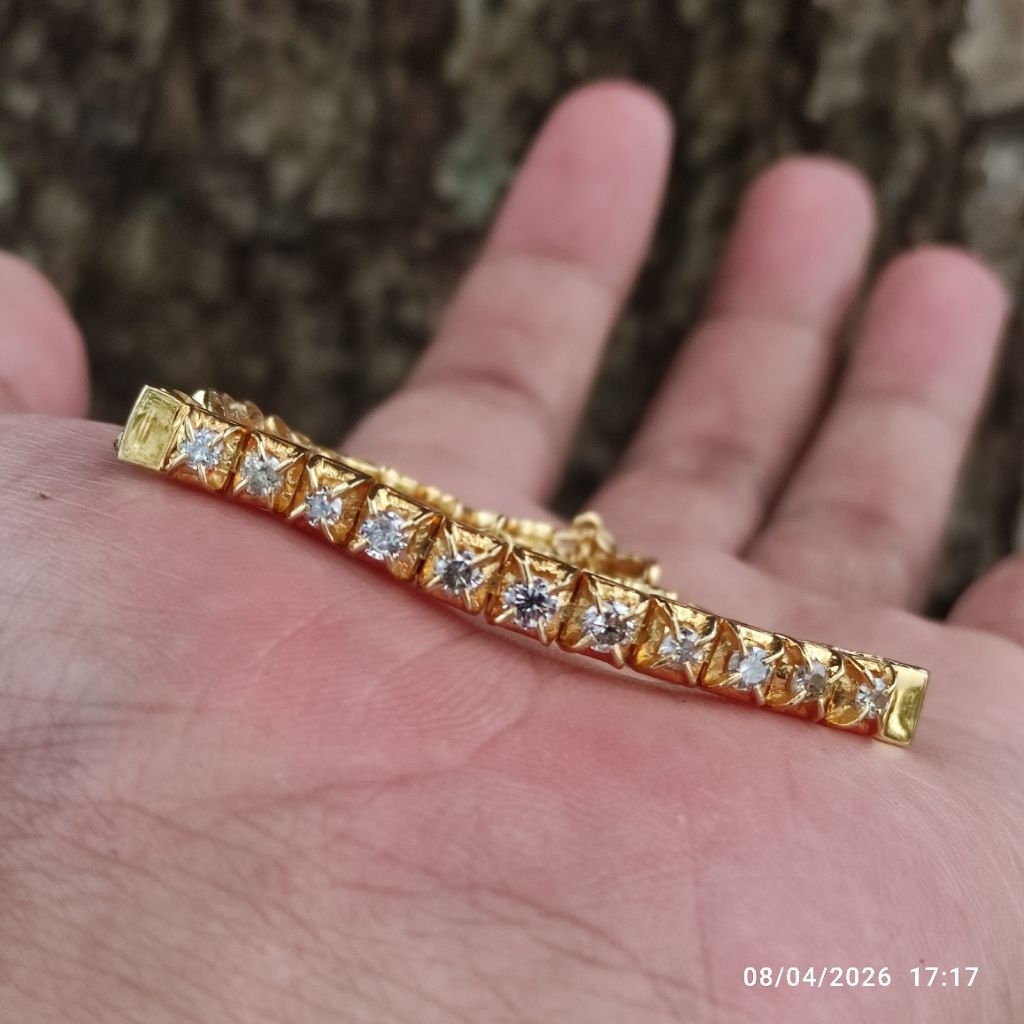 Gelang Perak Berlian asli Eropa Baris 1 besar