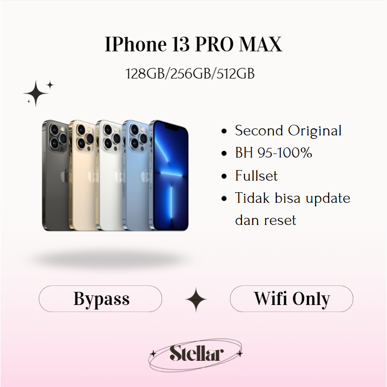 IPHONE 13 PRO MAX WIFI ONLY 128GB/256GB/512GB Bekas Second Original Mulus Fullset Game/Live/Merekam 