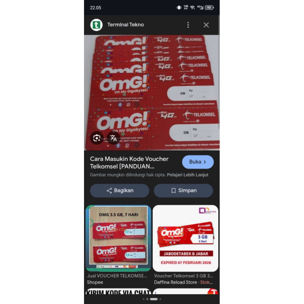 Voucher Kuota Data Telkomsel 3GB 5 Hari - Unlimited, Mudah Digunakan, Cepat Aktifasi