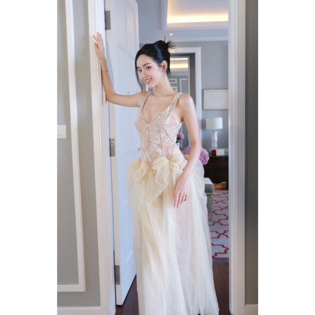 ‼️WITHEURSTYLE‼️LONG DRESS WEDDING GUEST HIGH QUALITY VIETNAM TANPA LENGAN BLINK BLINK DIAMOND SWARO
