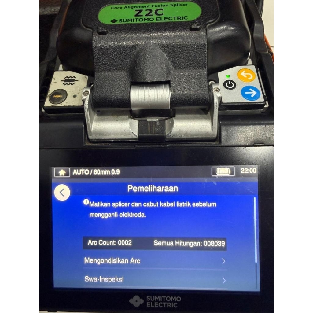 SPLICER SUMITOMO Z2C KONDISI BEKAS KONDISI NORMAL