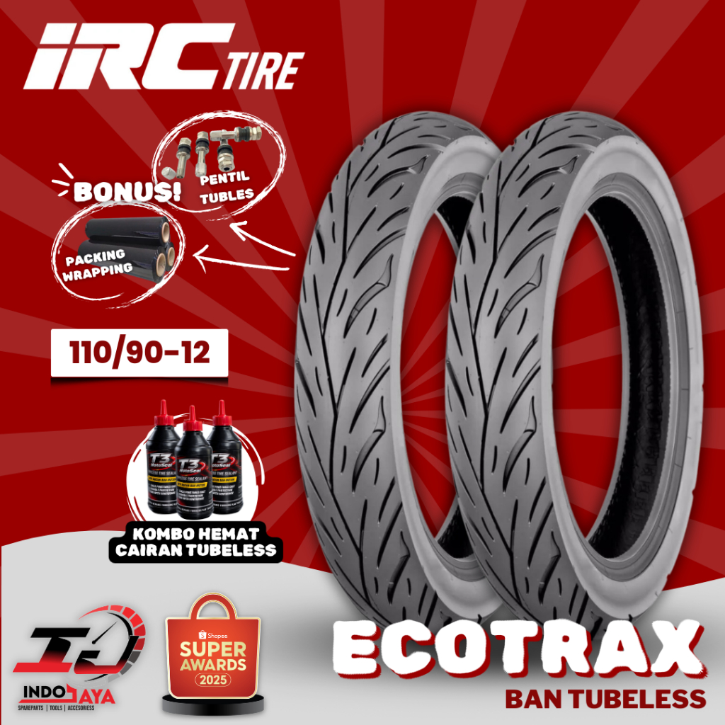 [READY COD] BAN LUAR TUBELESS IRC ECOTRAX NR96 (110/90-12) RING 12 BAN SCOOPY DEPAN BELAKANG / NR-96