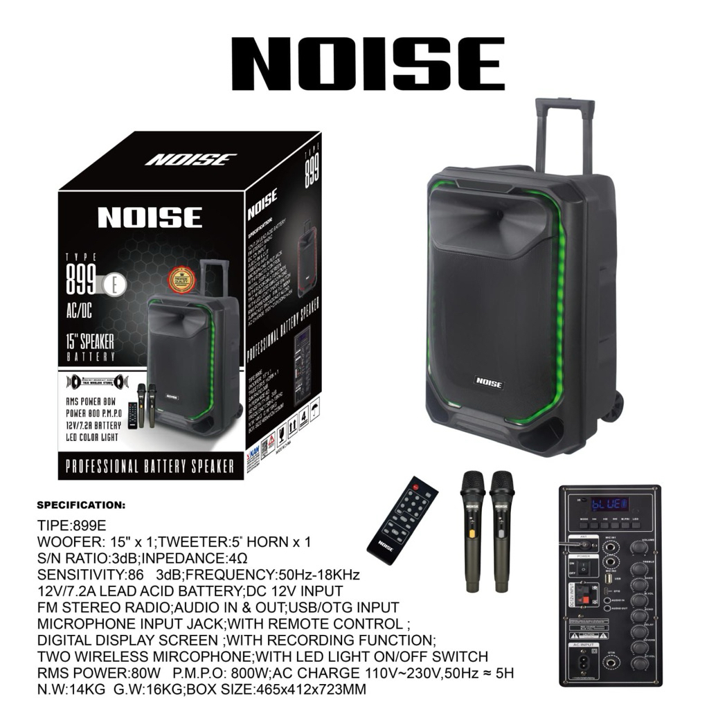 Speaker Portable Noise 899 E Usb Bluetooth Original 15 Inch Wireless Noise 899E ( BISA COD )