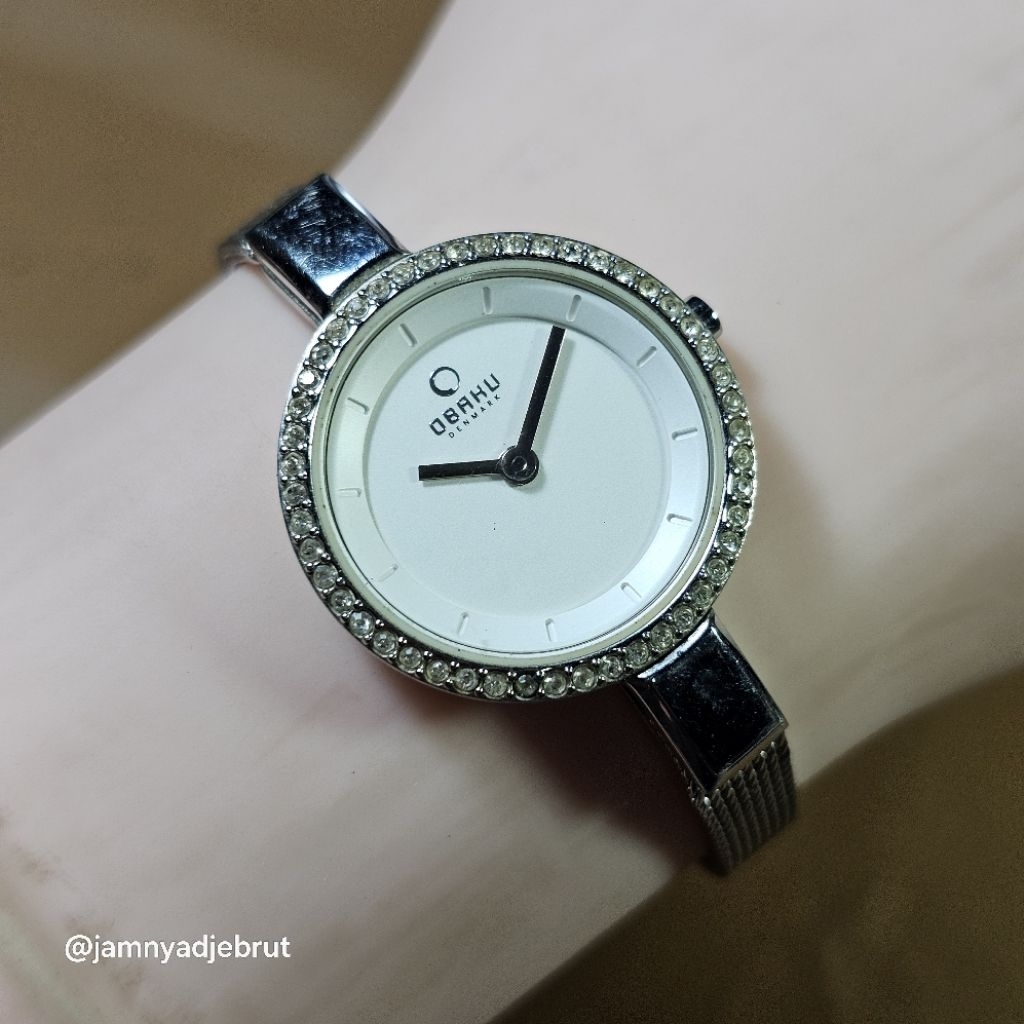 Jam Obaku Denmark V129LCIMC3 All Stainless Steel Silver White Ladies Bekas