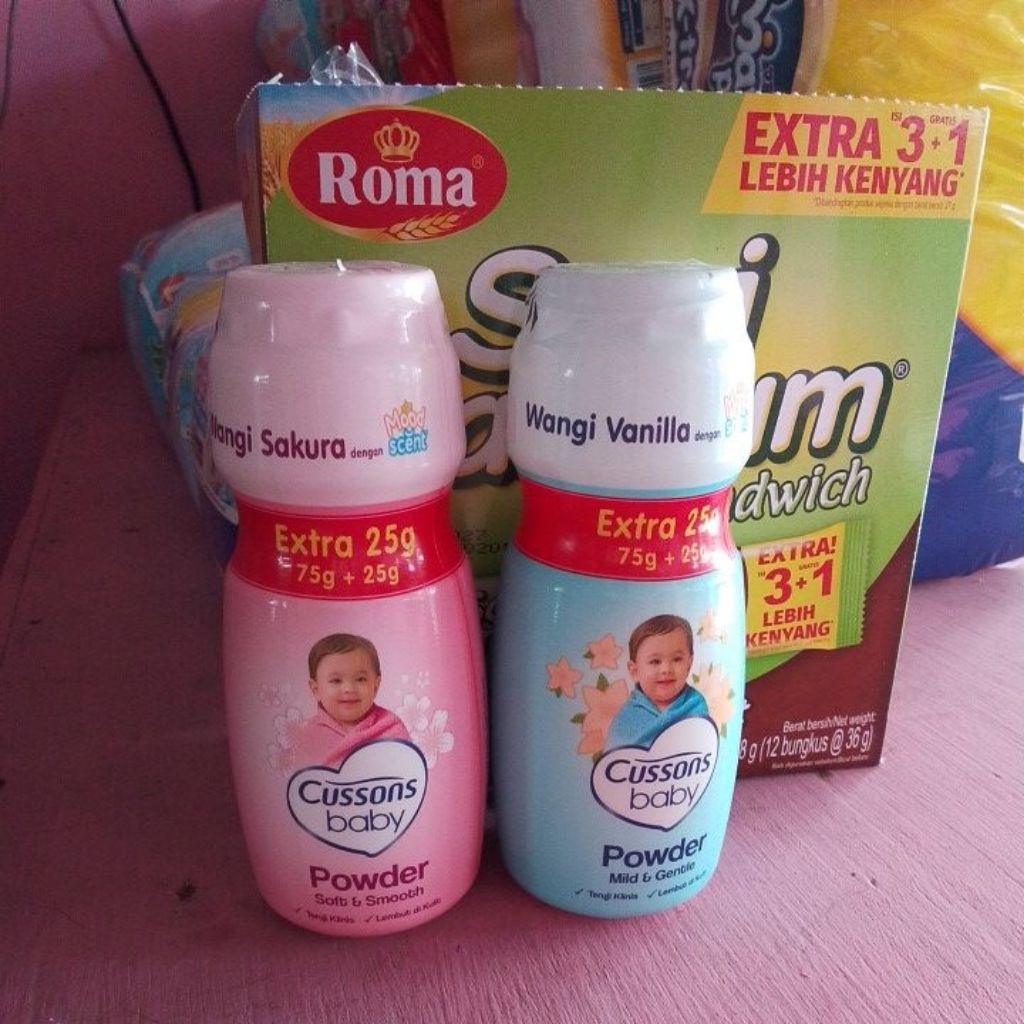 Bedak Bayi Cussons 75gr - 500gr Aroma Vanilla Lembut, Aman Tanpa Pewarna, Teknologi Moodscent