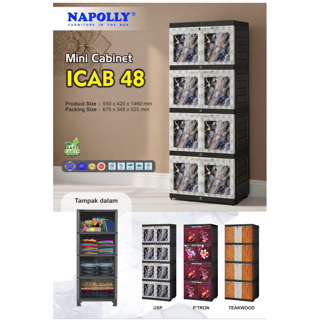 Lemari Baju Napolly 4 Susun Rak  3 motif