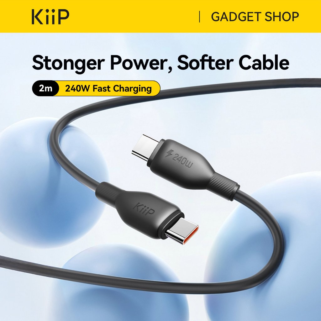 KiiP Kabel Data Fast Charging C To C /Type-C IP Up To 240W PD 27W Cable Charger Android iPhone 2M