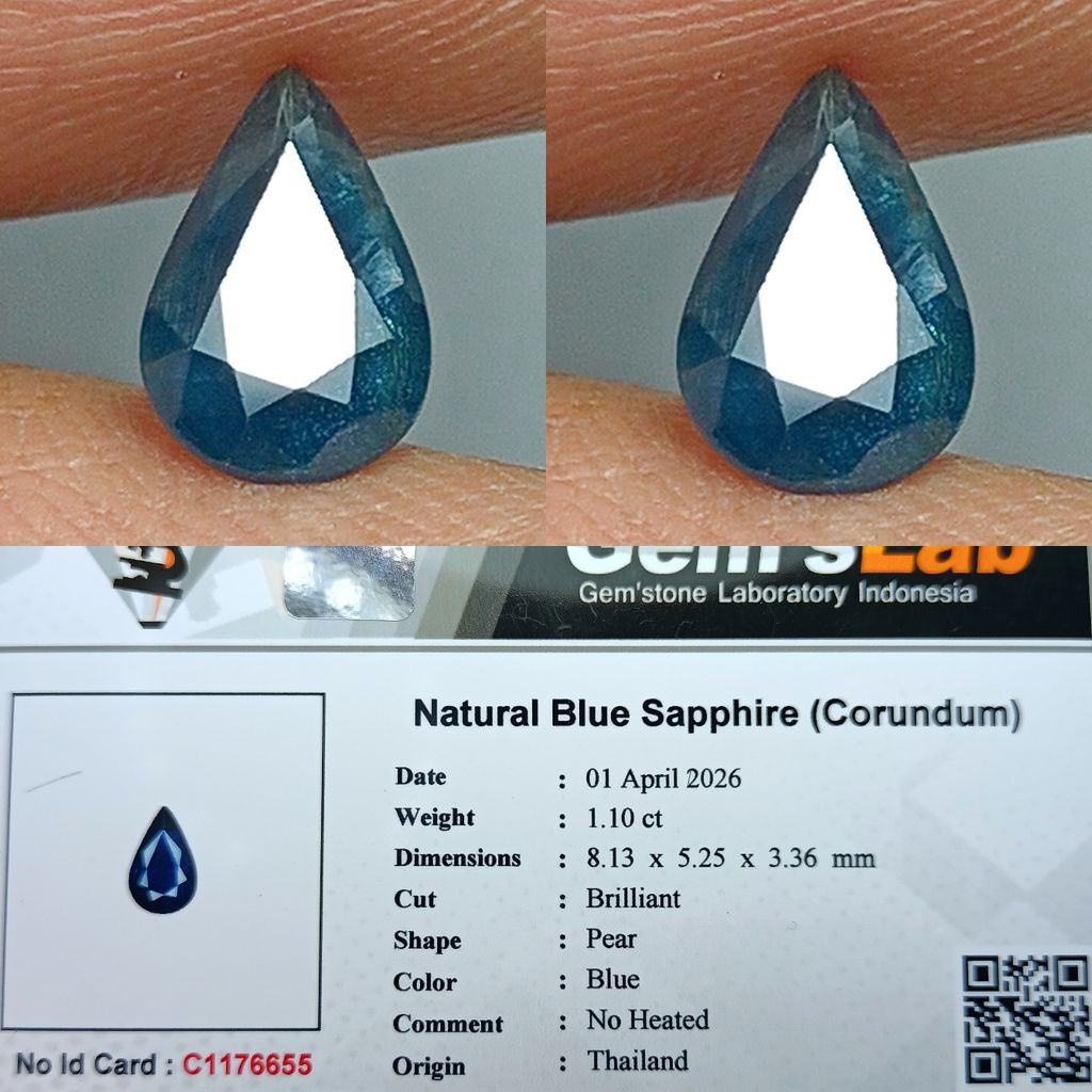 NATURAL BATU PERMATA BLUE SAPPHIRE THAILAND CUTTING PEAR MEMO GLI