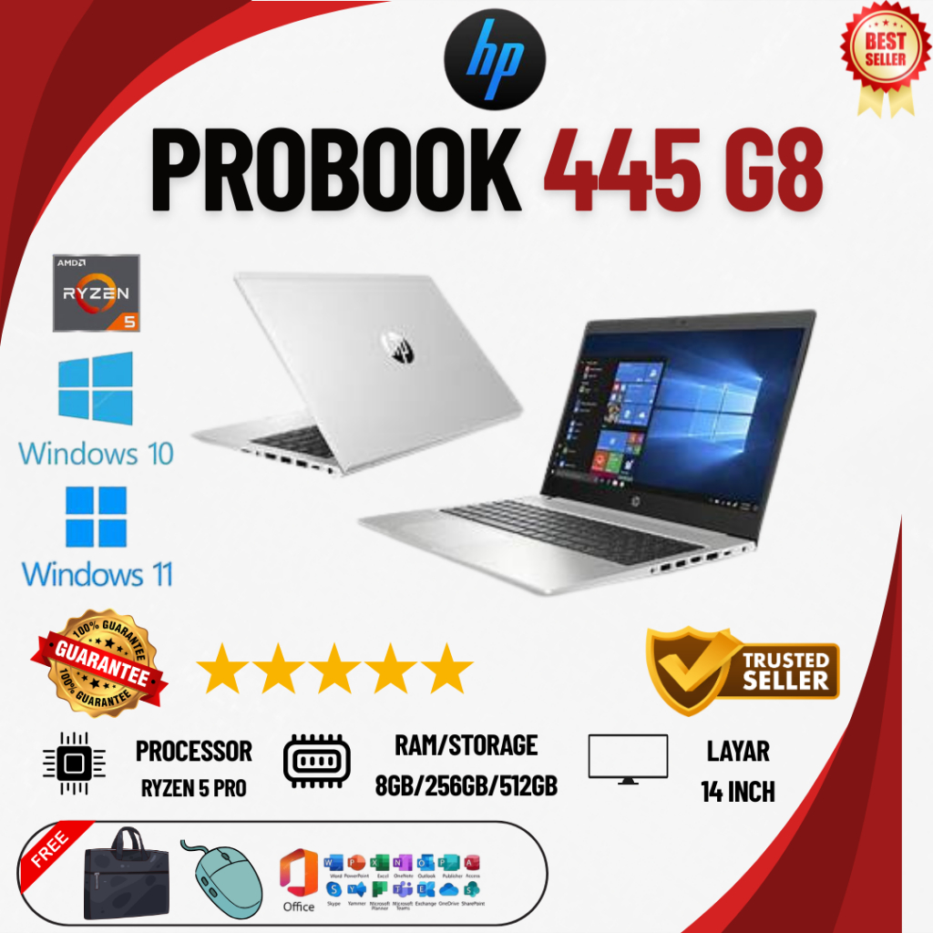 Laptop Hp Probook 445 G8 AMD RYZEN 5/5600u | RAM 8GB / 16GB | SSD 128GB / 256GB / 512GB | SECOND ORI