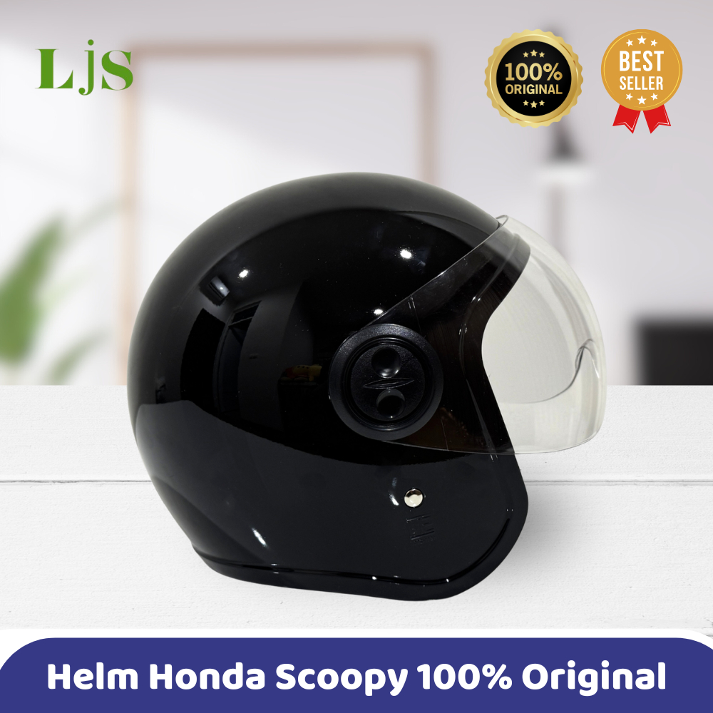 Helm Honda Scoopy Original Half Face Warna Hitam dan Putih Brand New –TRX-S Open Face Retro