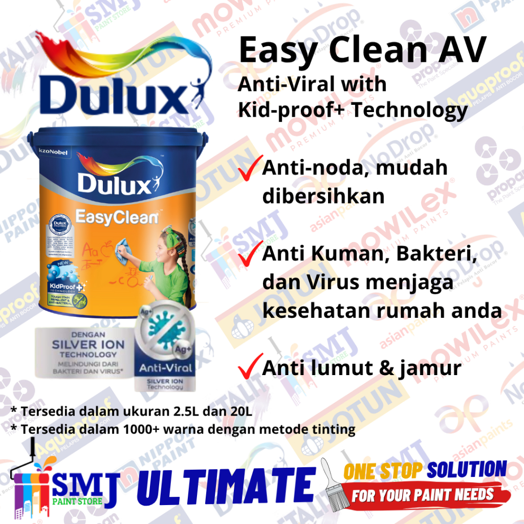 CAT DINDING INTERIOR PREMIUM DULUX EASY CLEAN AV TINTING KEMASAN 2,5 L