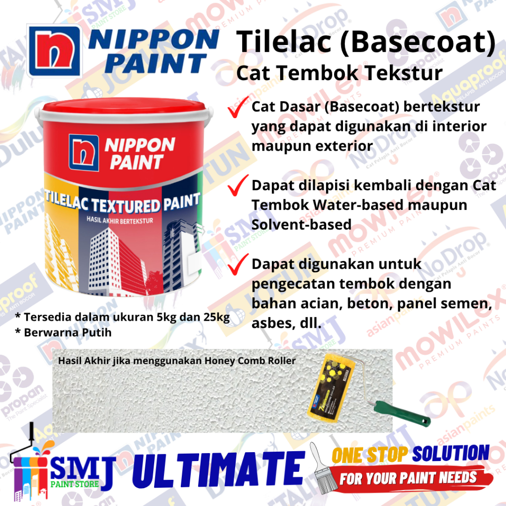 Cat Tekstur Tembok NIPPON PAINT TILELAC Textured Paint Putih 5kg