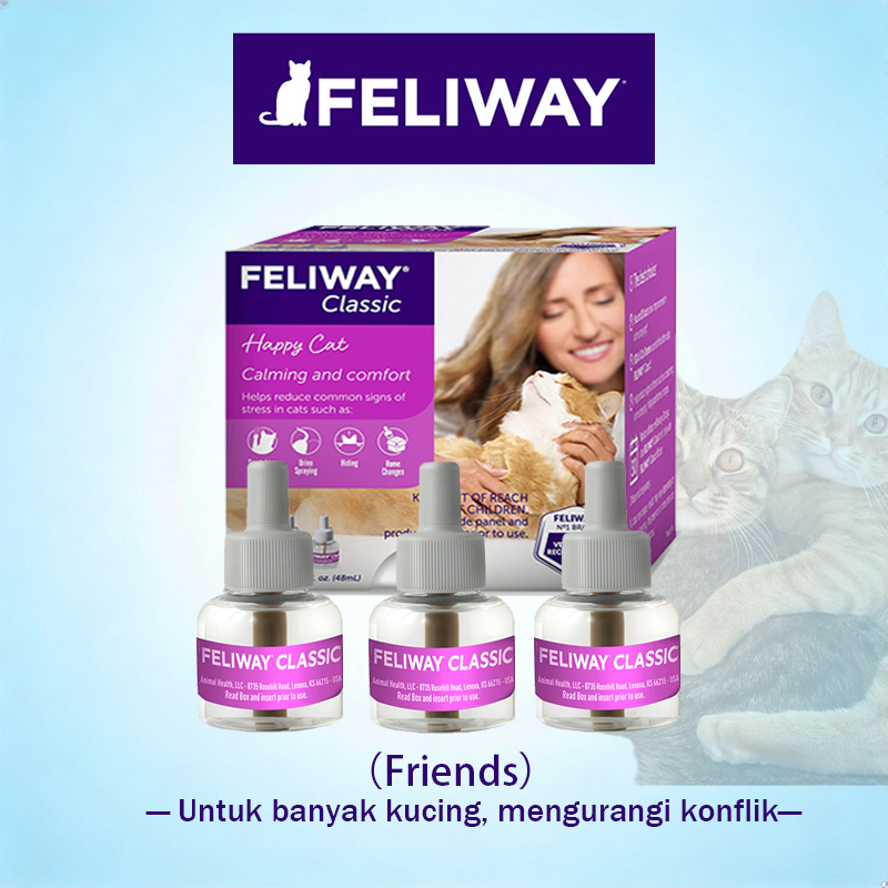 FELIWAY Classic 3x48ml Refill 30 Hari - Penenang Kucing Alami, Mengurangi Stres & Kecemasan, Diffuse