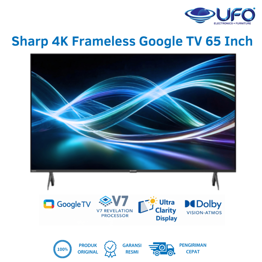 Sharp 65 Inch Frameless Smart Google TV 4K UHD 4TC65HJ6000I