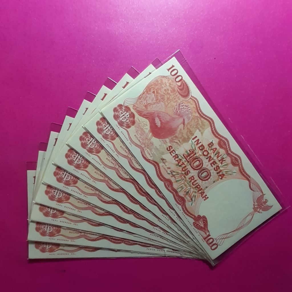 uang 100 rupiah goura victoria 1984