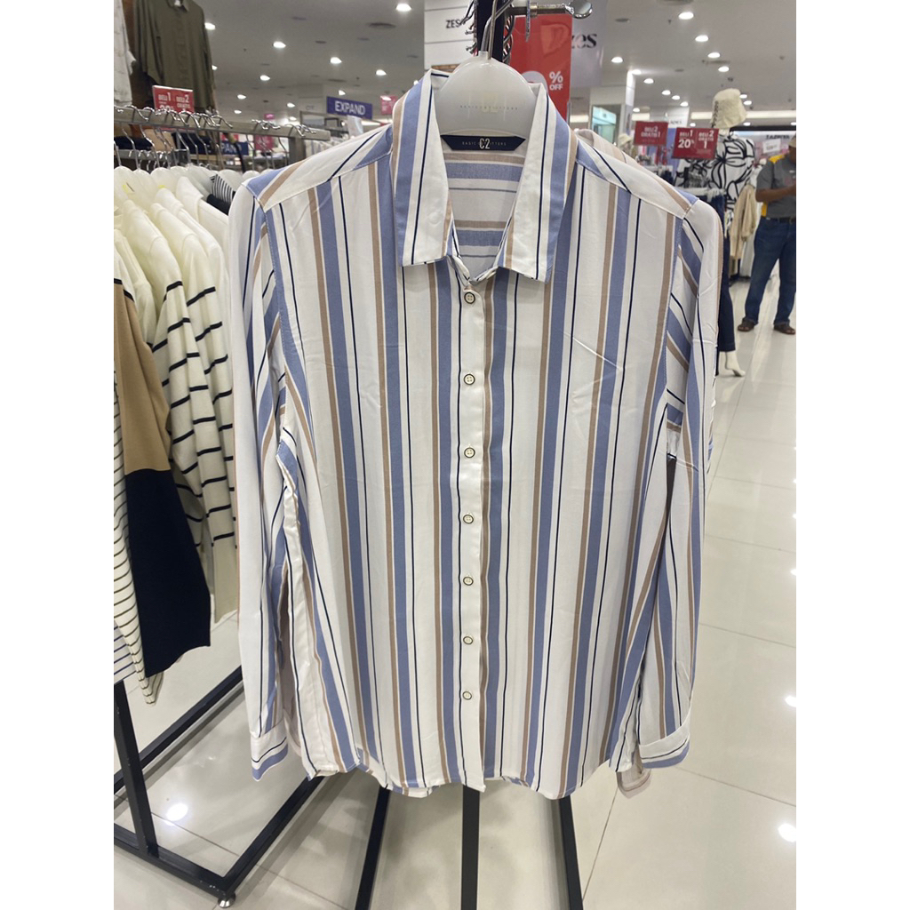 kemeja c2 motif stripe ori matahari(4 warna)