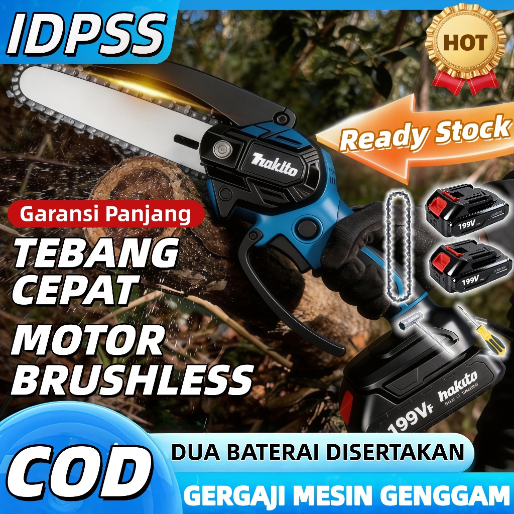 Chainsaw Gergaji Cordless 199V Mesin Lithium Gergaji Rantai Elektrik Portable Genggam Lithium Gergaj