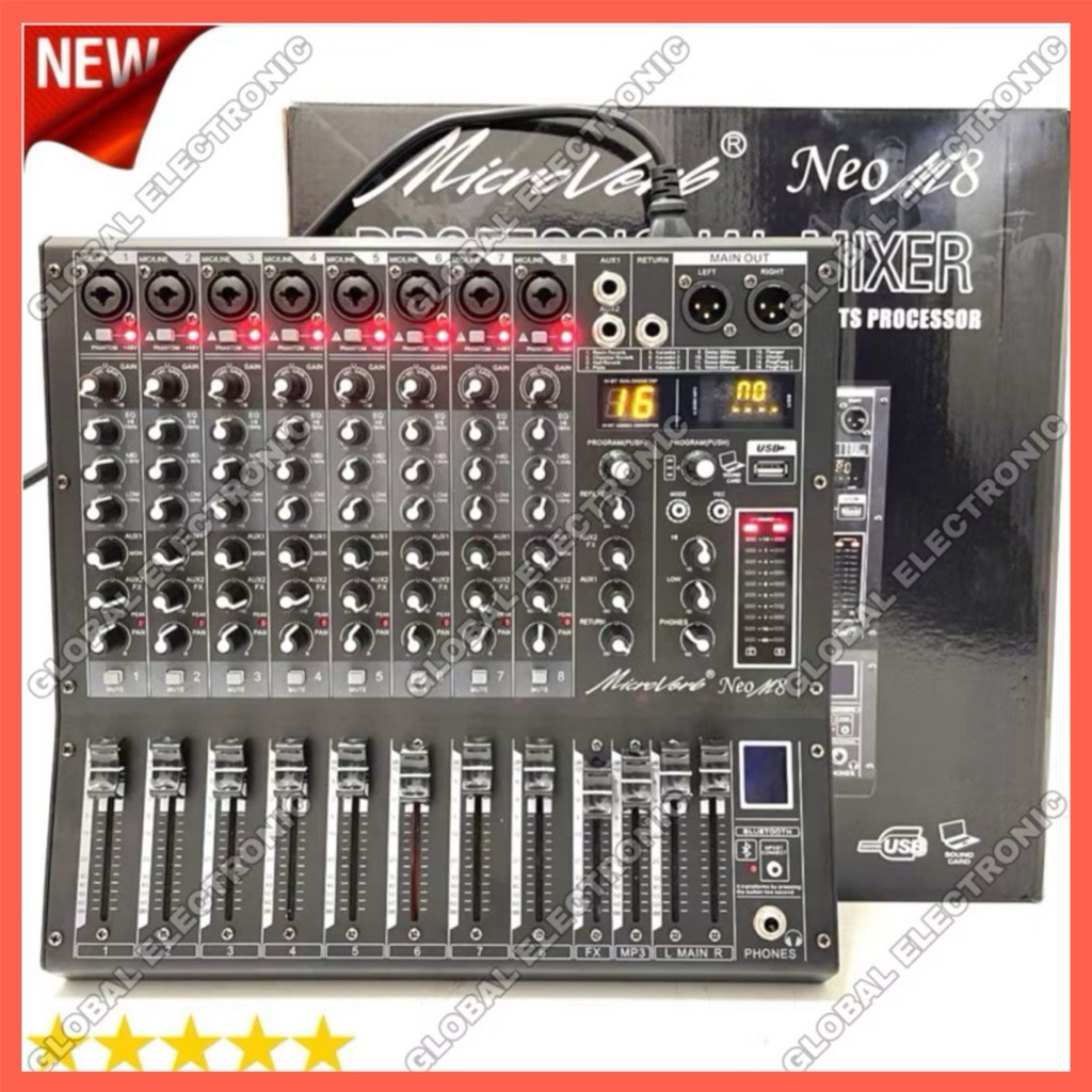 Promo Audio Mixer Audio Microverb Neo M8 8Channel Mixing 8 Neo m8 Bagus Murah neom8 ( Bisa COD ) 24b