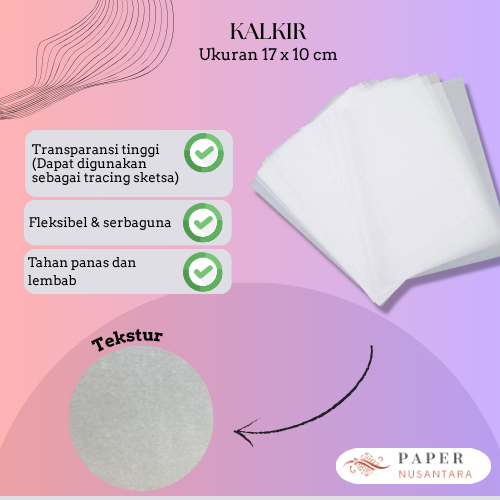 Kertas Kalkir Tracing Paper 82 gsm Uk. 17 x 10 cm [Isi 50] / Kertas Transparan / Jiplak Gambar