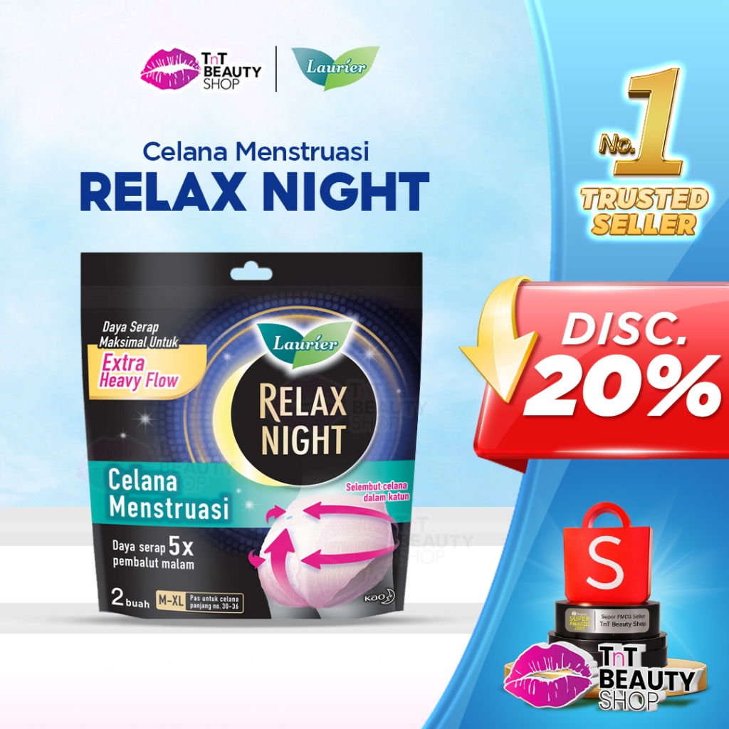 Laurier Relax Night Pants Celana Menstruasi Pembalut Wanita S-M / M-XL  | TnT Beauty Shop