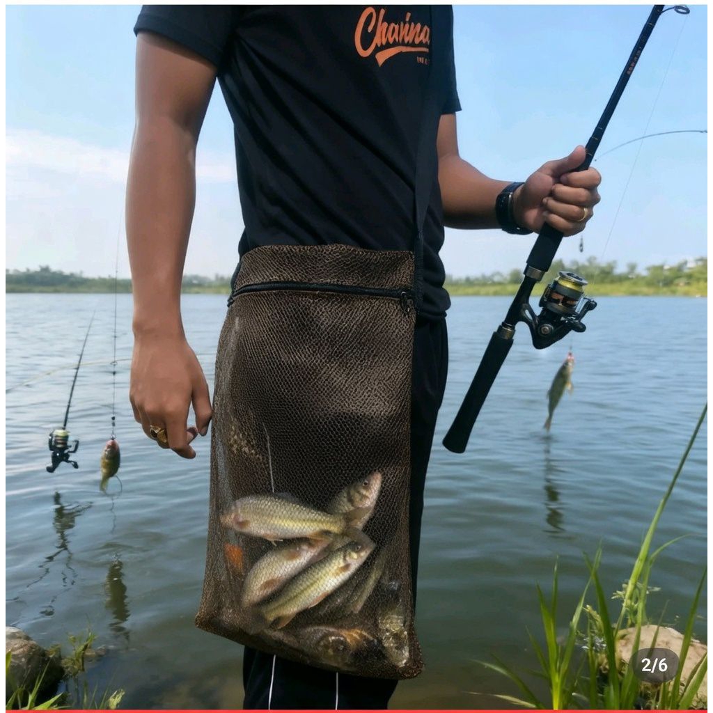 GF Koja Tas Ikan Koja Tas slempang Wadah Ikan Bahan jaring
