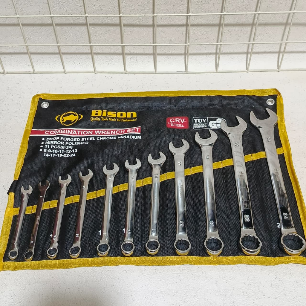 BISON Kunci Pas Ring 1 SET 11pcs 8-24mm / Kunci Ring Pas 11 pcs Set 8-24mm - Combination Wrench Set