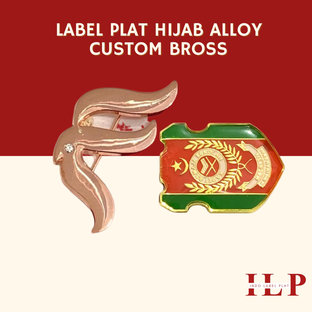 Label Plat Hijab Alloy Custom BROSS BROOCH PIN PAKAI PENITI (Huruf/ Alphabet/ Logo Fashion Label Mer