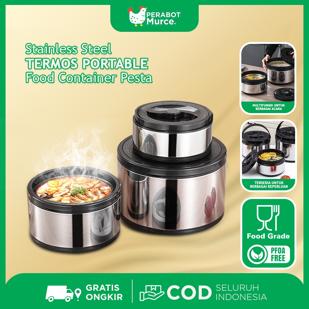 Termos Portable Food Container Portable Wadah Saji Lauk & Sayur Tahan Panas Kedap Udara Multifungsi