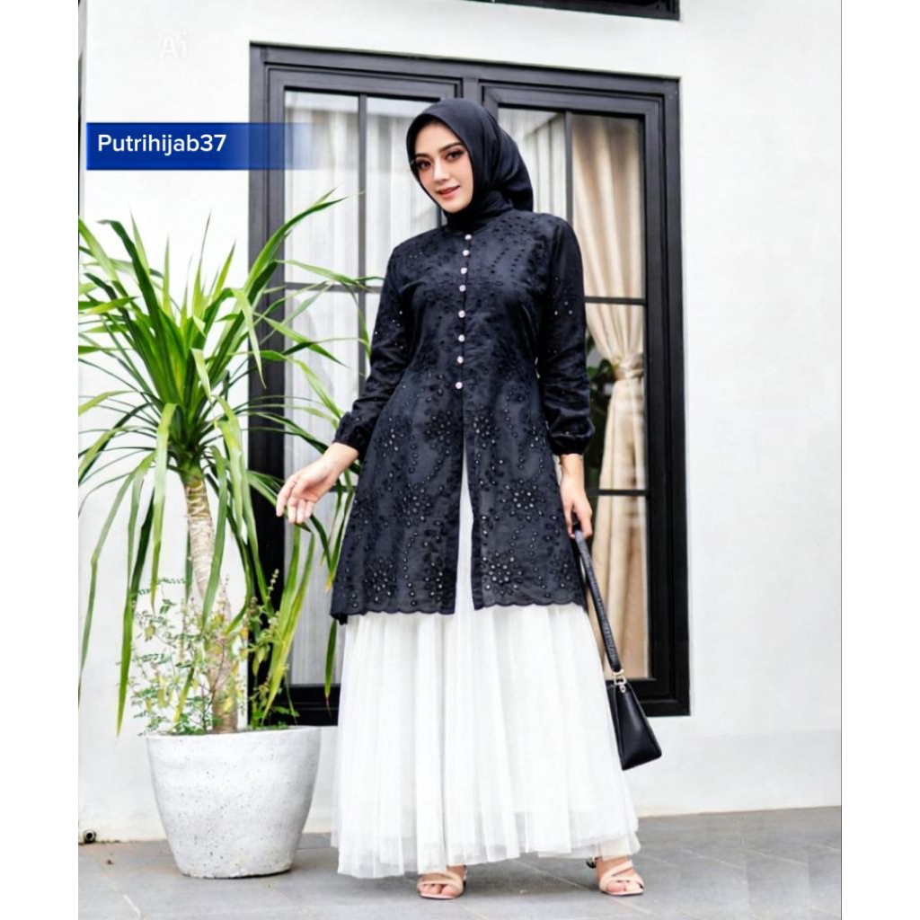 Tunik Wanita Katun Bordir Modern Catton bordir
