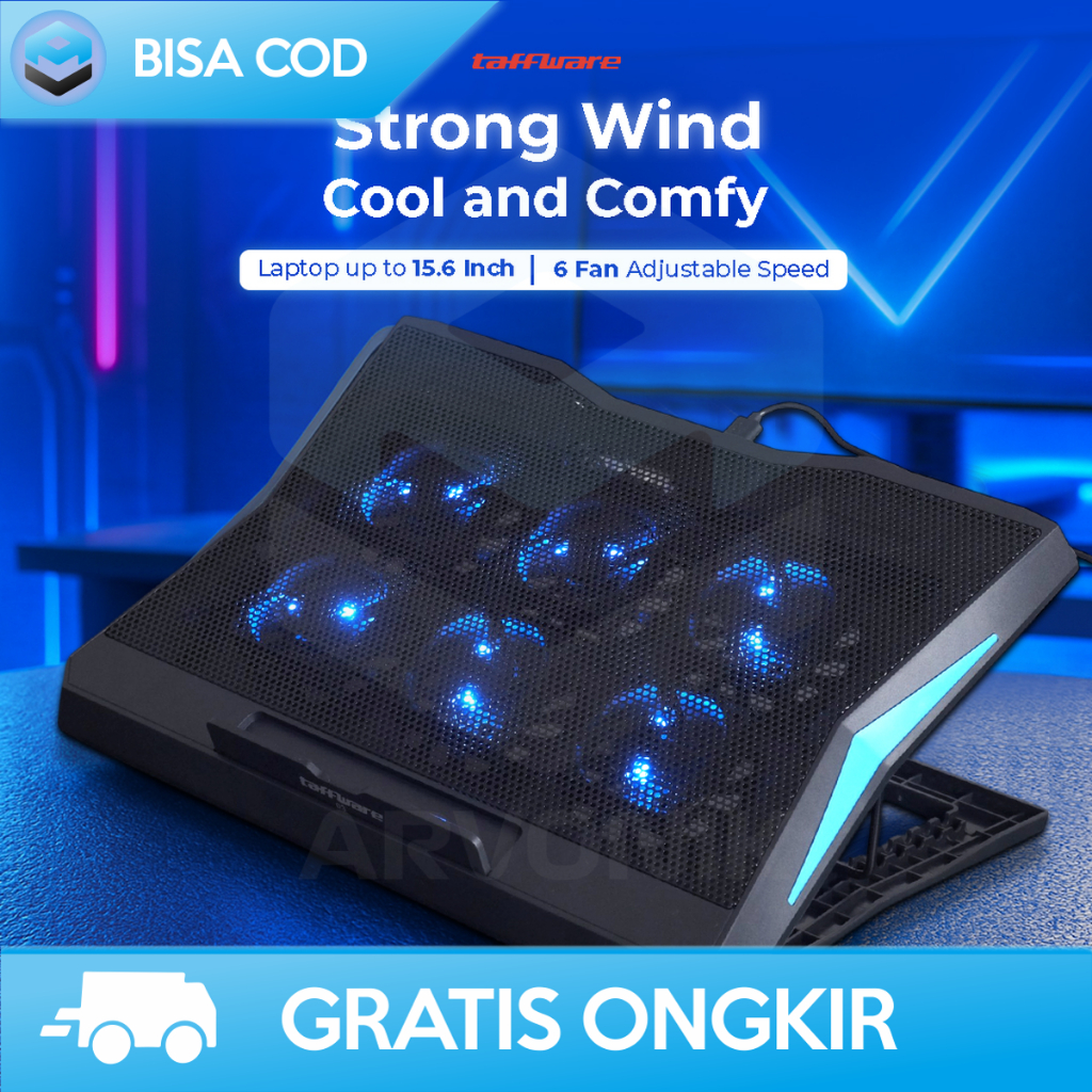 COOLING PAD PENDINGIN LAPTOP MC GAMING Q3 DESAIN 6 FAN KIPAS LED RGB