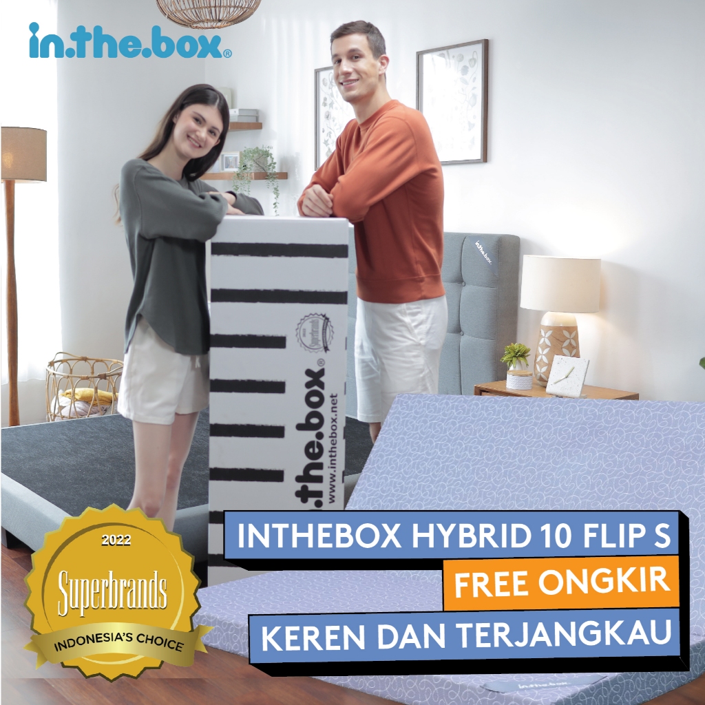 Kasur Lipat Busa IN THE BOX Hybrid 10 Flip S - Gratis Bantal
