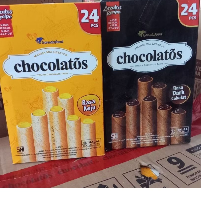 CHOCOLATOS WAFER ROLL DENGAN VARIAN RASA KEJU COKELAT VANILA