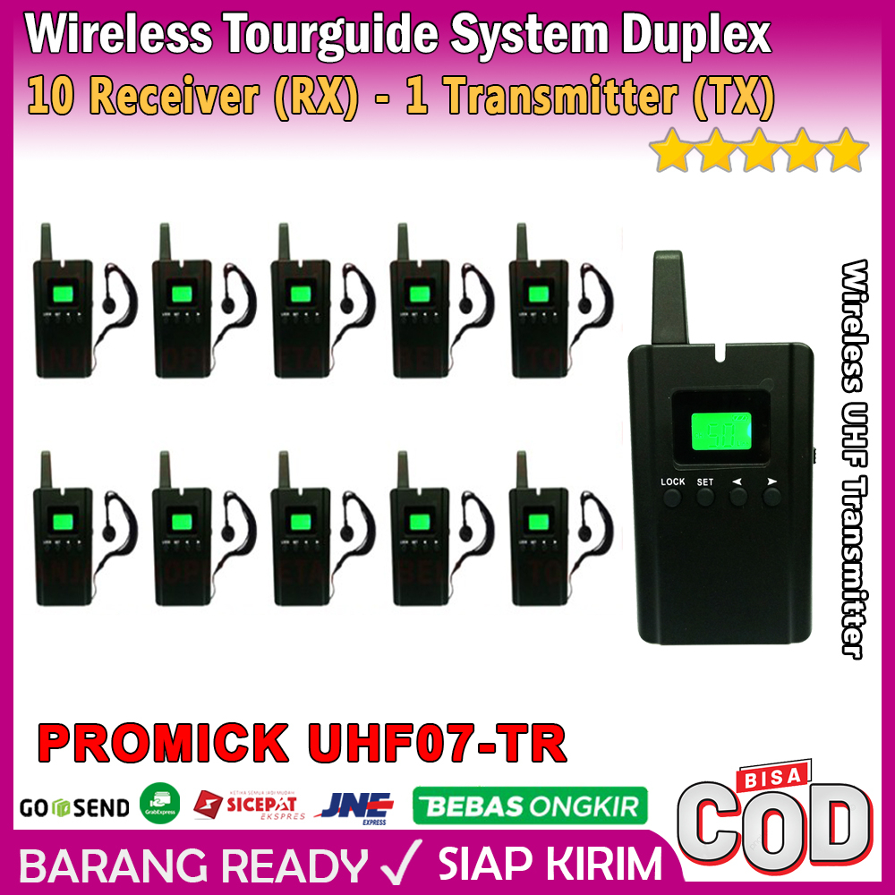 Audio Tour Guide System 2-Way Duplex 10 Channel 1TX - PROMICK UHF07-TR Wireless Tour Guide