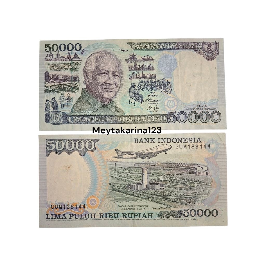 Koleksi Kuno 50 Ribu soeharto 1995 Bekas