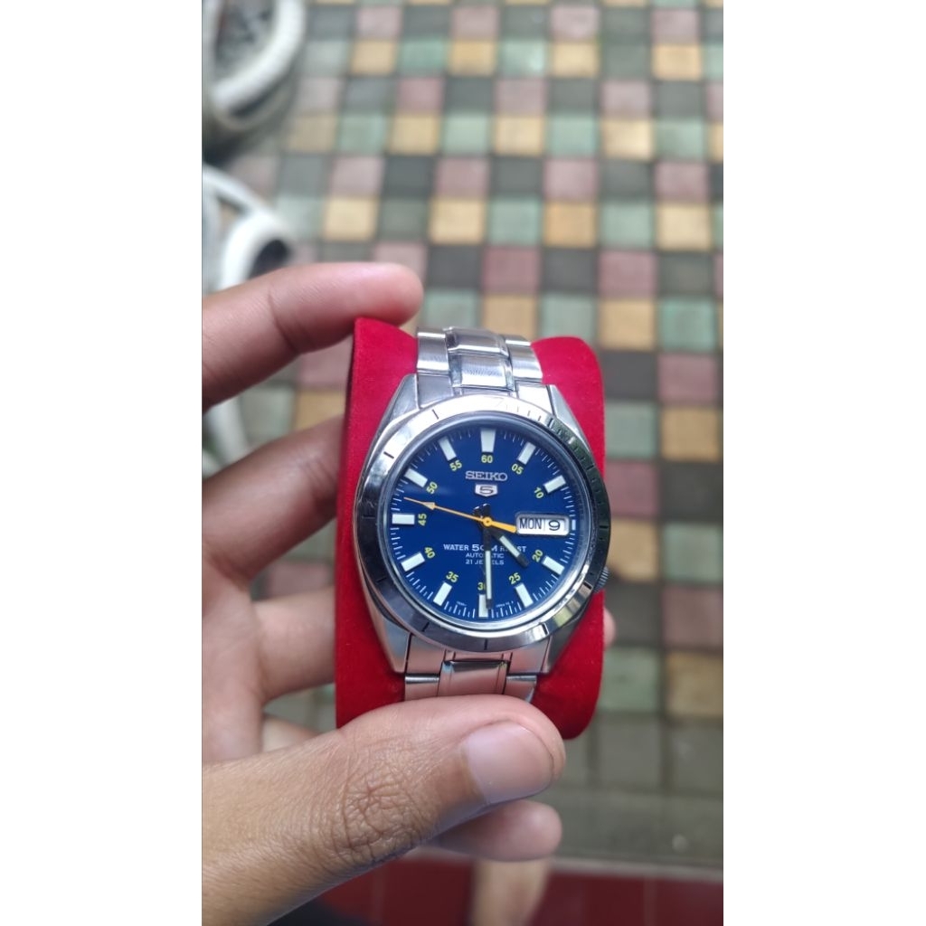 Seiko Snkf57k1 jam tangan automatic 36mm blue dial mesin 7s26 second good condition jam tangan autom