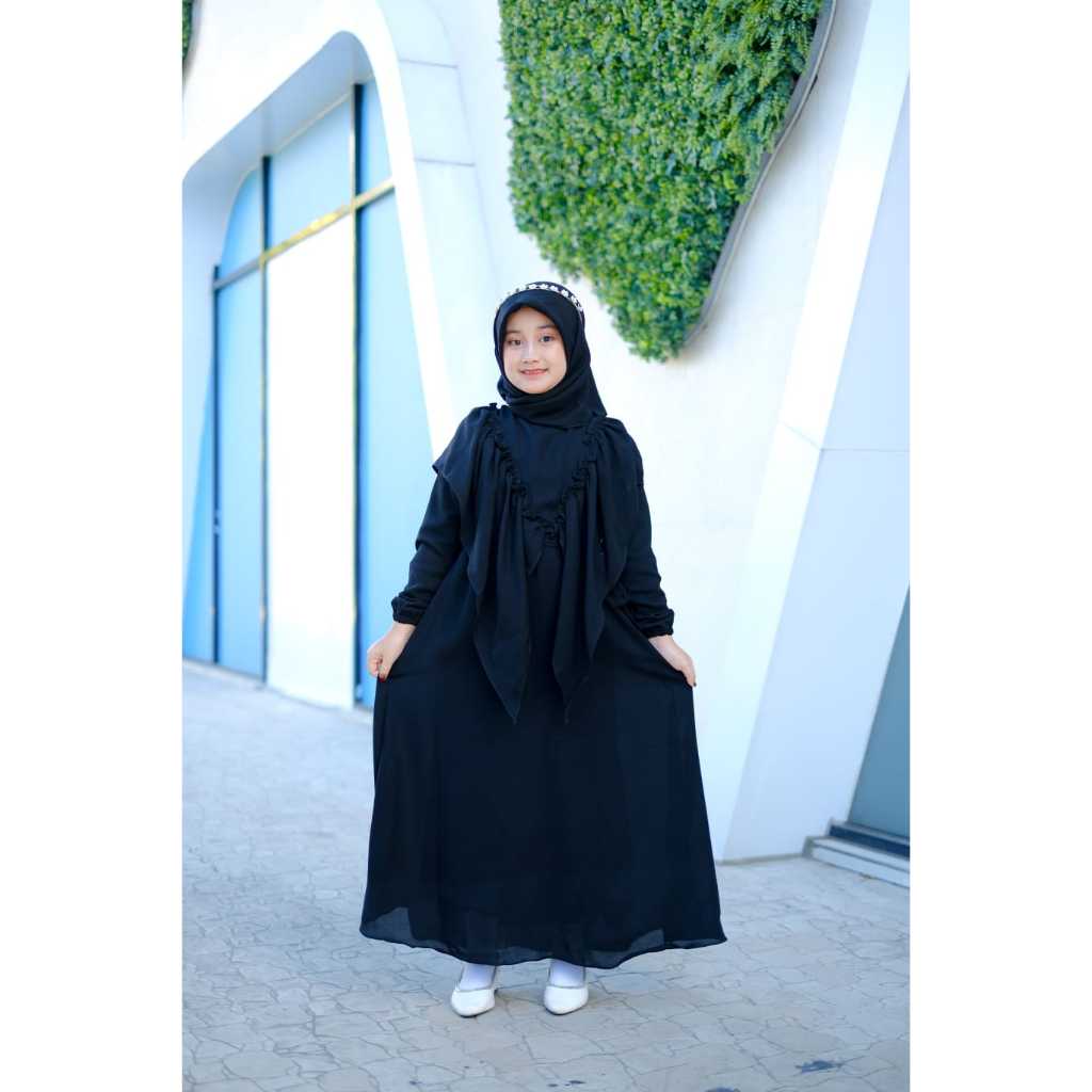 Gamis Hitam Amanda Anak Set Hijab