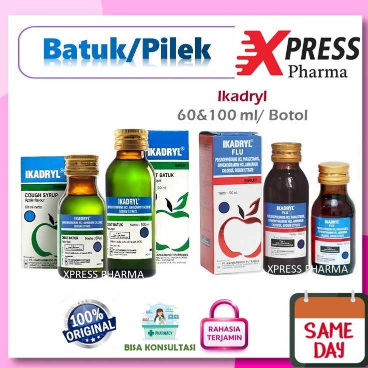 XPRESS  60 / 120 ml Ikadryl / Ikadryl Flu Obat Batuk Pilek Flu Panas Demam Ikadril ika dril Ikadrill