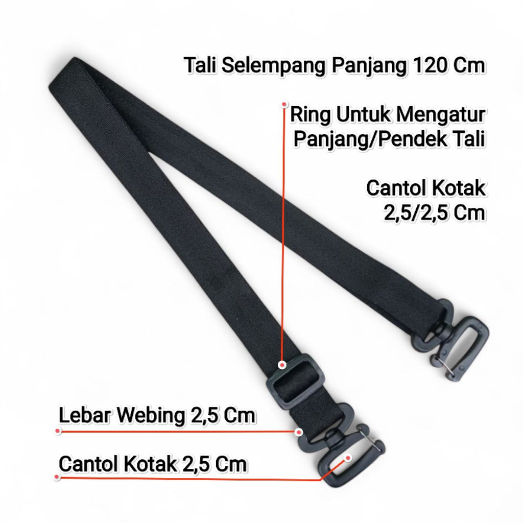 Jual Tali Tas Selempang Panjang 120 Cm Lebar Webing 2,5 Cm Webing Nilon