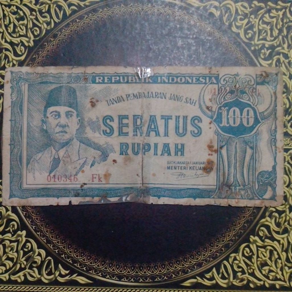Uang Ori Sukarno keris 100 rupiah 1947 fine