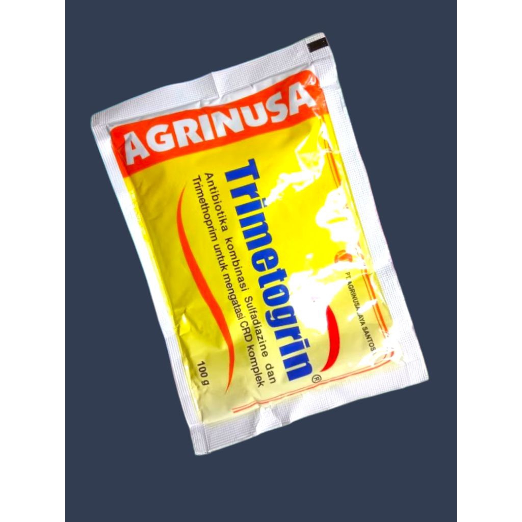 Obat Ayam Broiler atasi Flu Pilek Snot CRD Komplek TRIMETOGRIN 100 gr Agrinusa