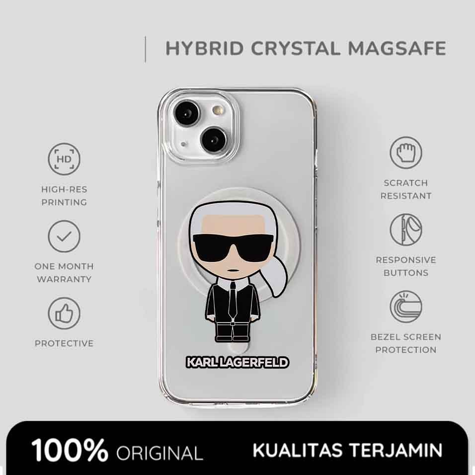 Casing iPhone Karl Lagerfeld Case Karl Clear Magsafe Softcase Anti Shock Style 17 16 15 14 13 12 11 