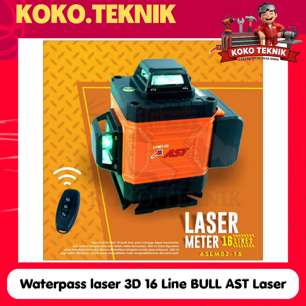 Waterpass laser 3D 16 Line BULL AST laser bangunan laser multifungsi meteran laser lever waterpass l