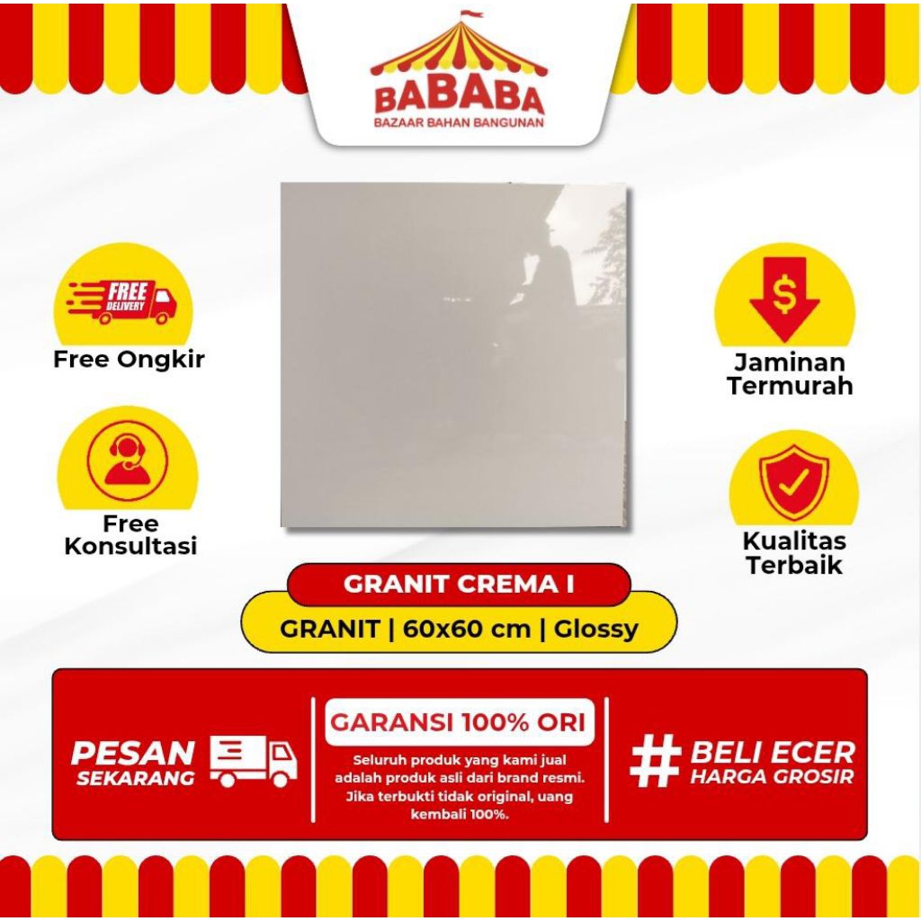 Granit Lantai Ukuran 60x60 Garuda Granit Crema Glossy Kilap Granit Ruang Tamu Kamar