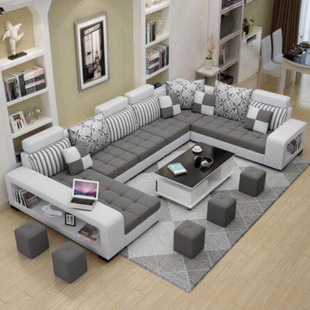sofa ruang tamu | sofa minimalis | sofa leather U fullset