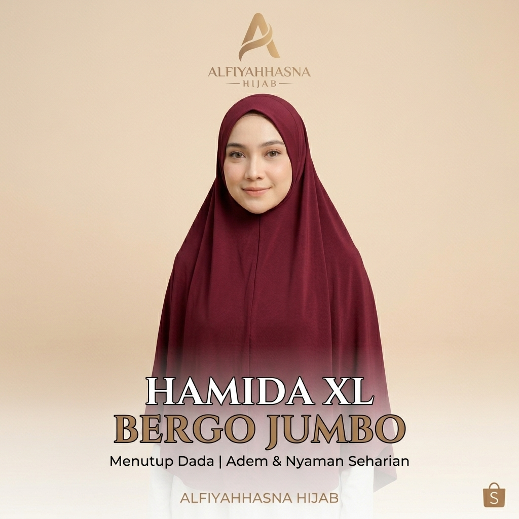 Bergo Hamidah Jumbo Jersey Ukuran XL / Jilbab Instan Hamidah