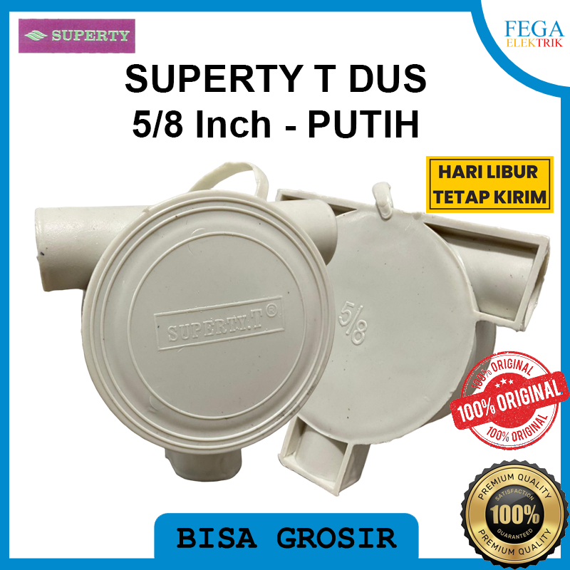 Superty T Dus 5/8 Inch Putih – Kotak Sambungan Pipa Listrik 3 Cabang